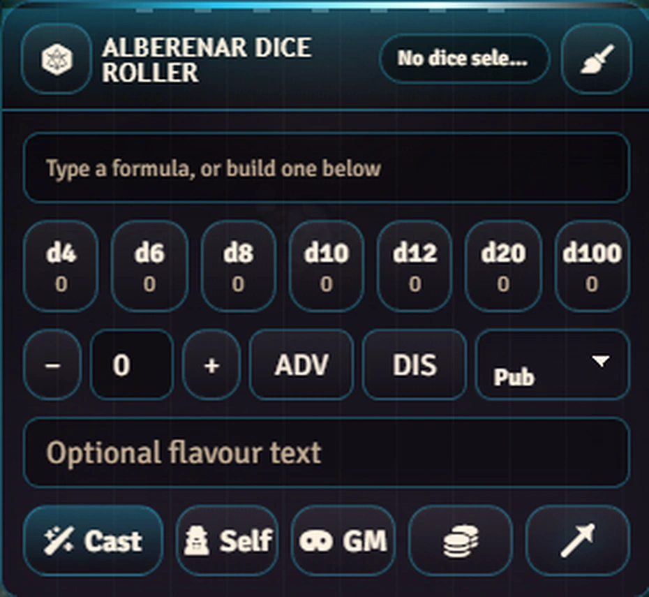 Alberenar Dice Roller tray visual